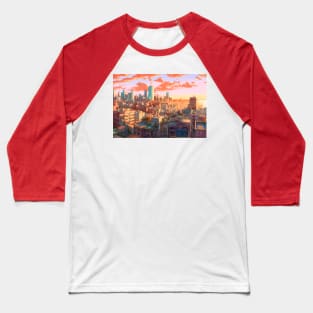 Anime Tel Aviv A Dynamic Anime Inspired Cityscape Baseball T-Shirt